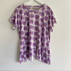 LOGO Lori Goldstein Peplum Purple Floral Short Sleeve Tee Size 1X